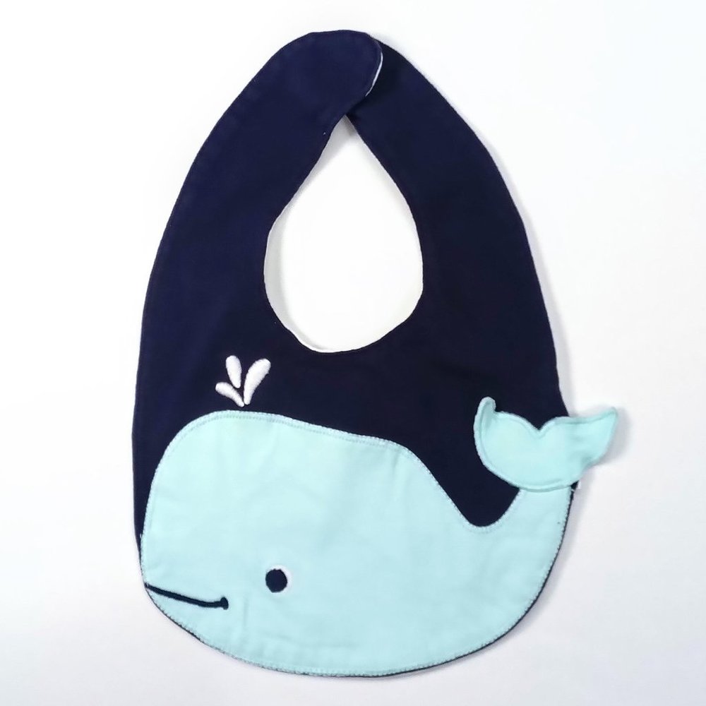 Gymboree Navy Bib With Seafoam Green Whale Appliqué One Size
